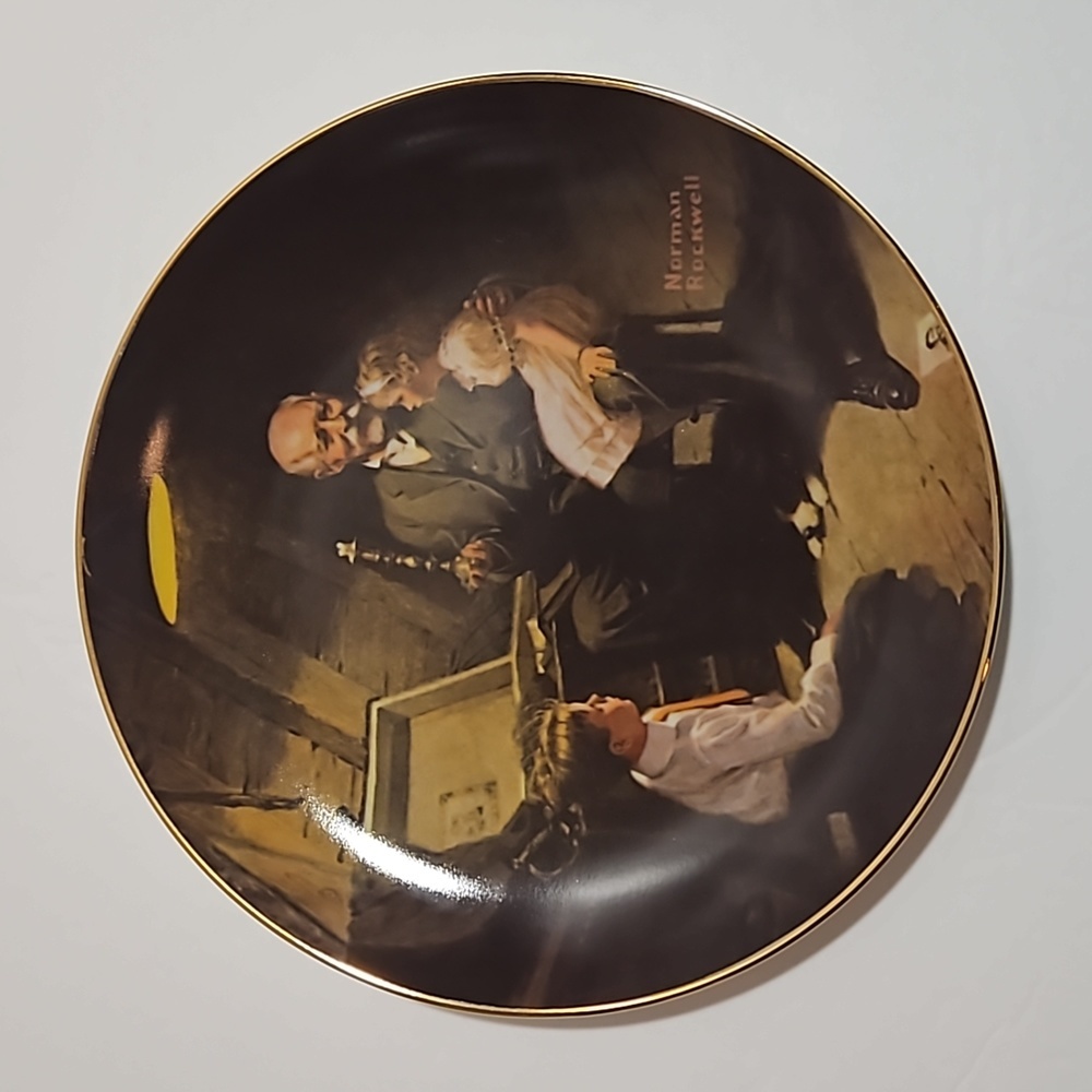 Edwin M Knowles China Grandpa's Treasure Chest Norman Rockwell Porcelain Plate